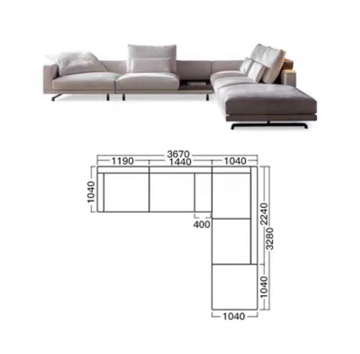 Italian Minimalist Molteni&C Large Flat Villa Living Room Corner Fabric Sofa Modern Light Luxury Octave Sofa Combination