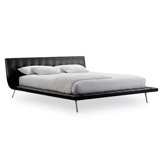 Italian Minimalist Villa large Flat Poliform Onda Bed Bedroom Leather Double Bed