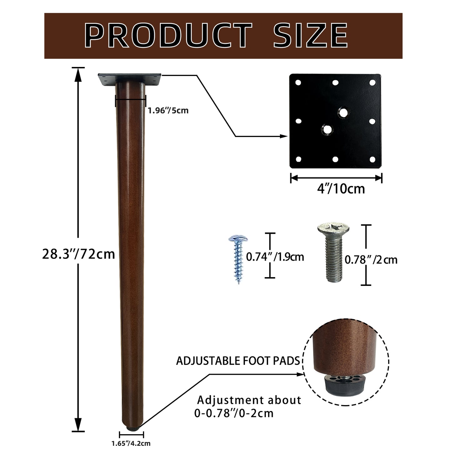 QLLY Solid Wood Round Table Legs, Wooden Desk Leg, Heavy Duty DIY Furniture Legs for Dining Table, Office Desk, Set of 4, Easy Assembly