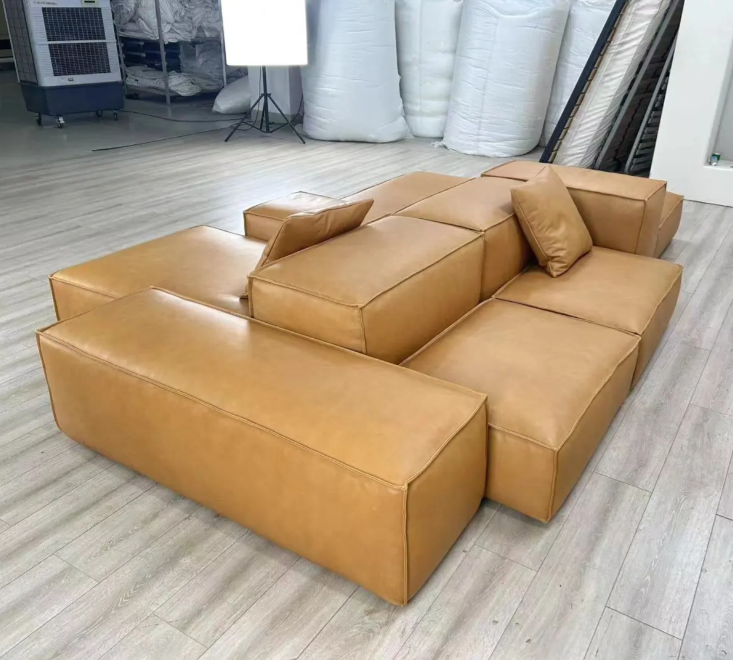 High End Custom Modern Luxury Italian Design 5 Star Hotel Furniture Leather Lounge Reception Leather Lobby Sofa