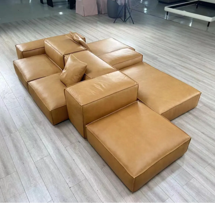 High End Custom Modern Luxury Italian Design 5 Star Hotel Furniture Leather Lounge Reception Leather Lobby Sofa