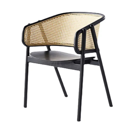 Customized Scandinavian Rattan Dining Chair Solid Wood Armchair Casual Designer Single Chair Household Book Chair