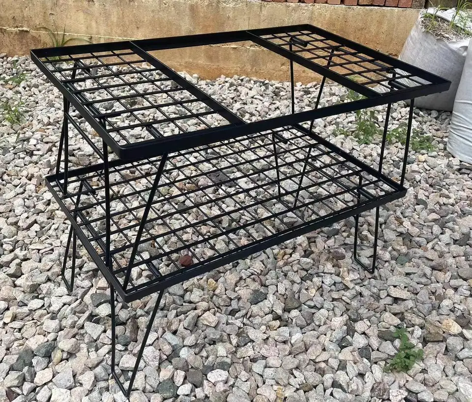 Customized Multi-purpose Tableware Drainer Outdoor Folding Grid Table Bamboo Board Camping Portable Barbecue Table