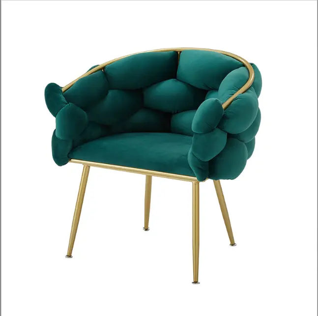 Customized Chaise Velours,Modern Luxury Velvet Fabric Chrome Gold Leg Minimalist Luxury Makeup Casual Dining Chair