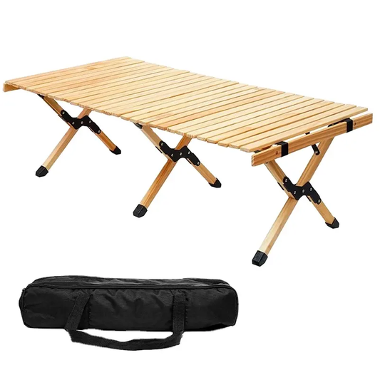 Customized Outdoor Folding Egg Roll Table Suitable For Picnic Camping Solid Wood Table