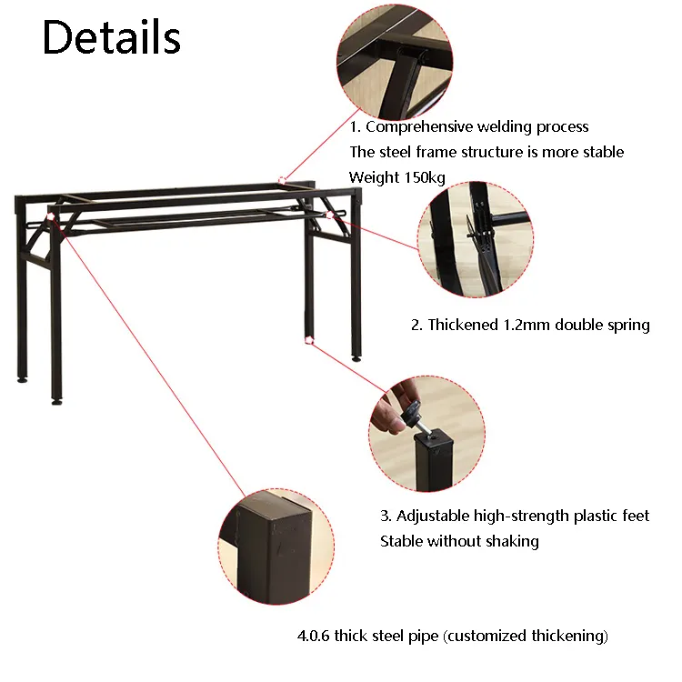 Customized Factory Wholesale Folding Table Legs Brackets Metal Rectangular Frame Table Legs