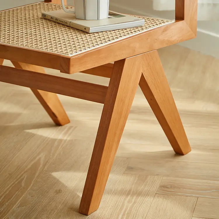 Customized Solid Wood Tatami Real Rattan Balcony Cafe Lounge Living Room Park Creative Chandigarh Kangaroo Chair Without Arm