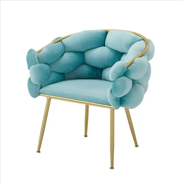 Customized Chaise Velours,Modern Luxury Velvet Fabric Chrome Gold Leg Minimalist Luxury Makeup Casual Dining Chair