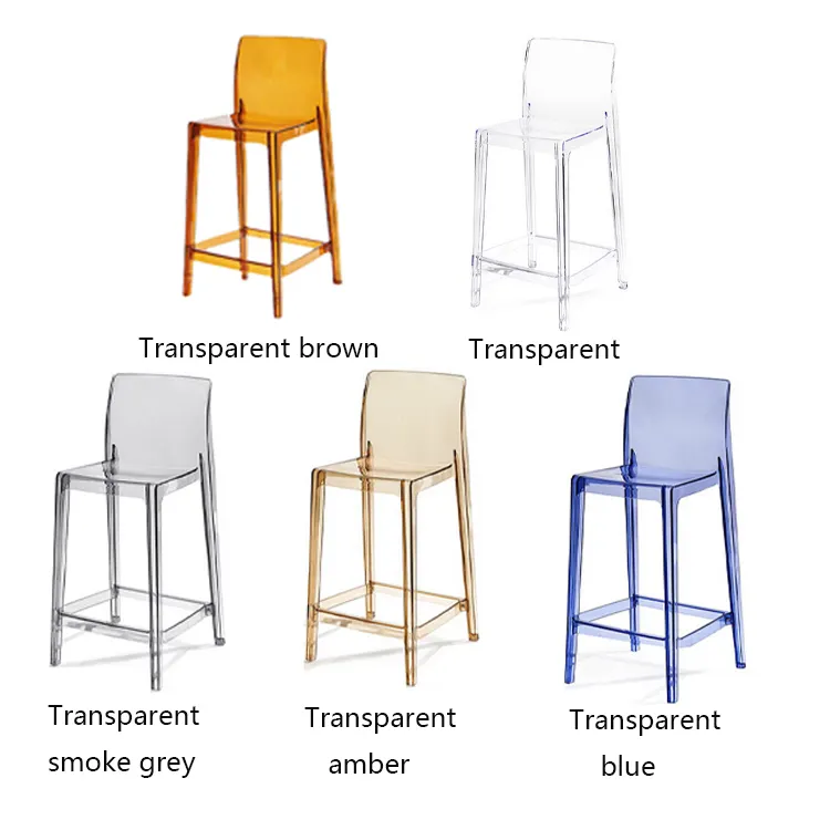 Customized  Nordic Style Home Stackable Simple Plastic Bar Front High Transparent Acrylic Chair