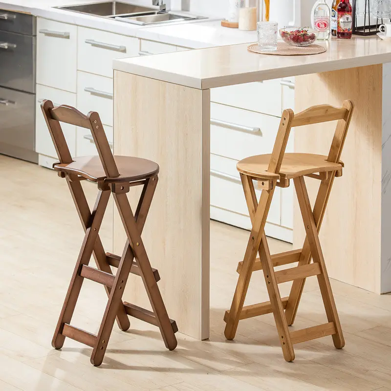Customized Foldable Restaurant High Bamboo Bar Dining Stools Chair Garden Stool