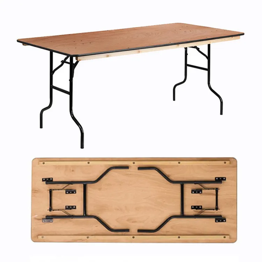 Customized 6ft 72'' Rectangle Fireproof Board Plywood Folding Outdoor Dining Table, Restaurant Banquet Hotel Durable Table For Events