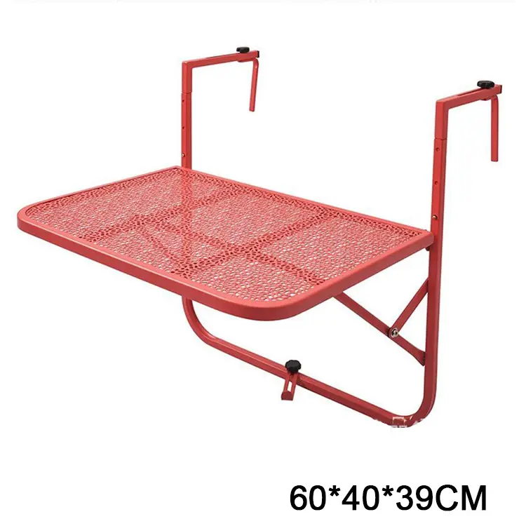 Customized Square Iron Featured Folding Deck Table Mosaic Adjustable Balcony Hanging Railing Table