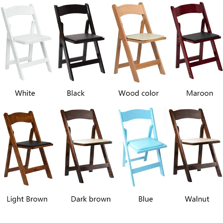 Customized  Foldable Chair Wedding Event Solid Wood Wimbledon Garden Chairs White Resin Wimbledon Folding Chair Outdoor