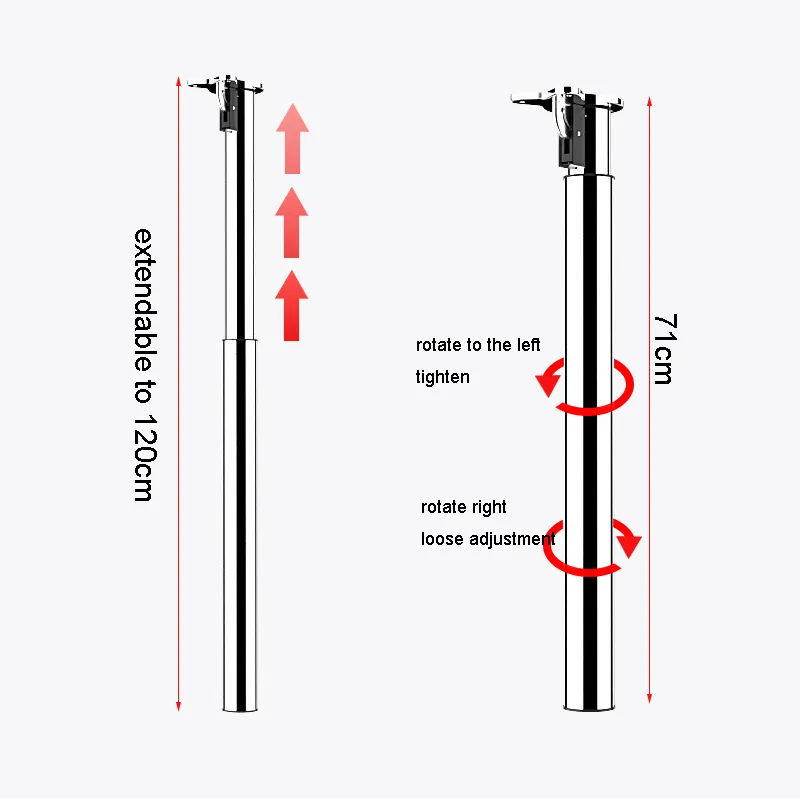 Customized Metal Round Adjustable Height Folding Telescopic Dining Table Legs Foldable Telescopic Bar Feet