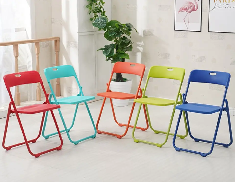 Customized  Folding Tables Chairs Home Plastic Dining Chair Outdoor Portable Event Meeting Backrest Computer Chair