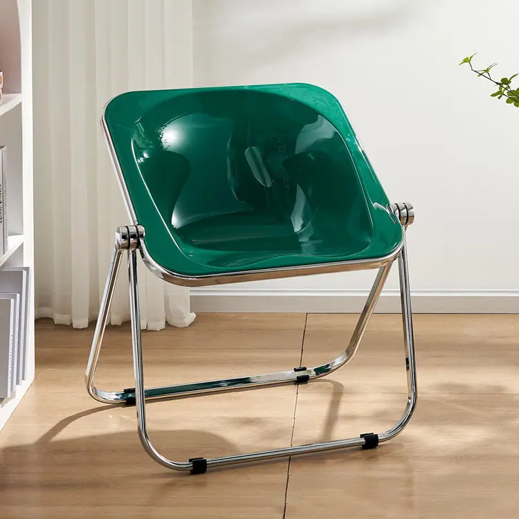 Customized  Nordic Simple Transparent Acrylic Backrest Folding Chair, Dining Room Living Room Home Chair