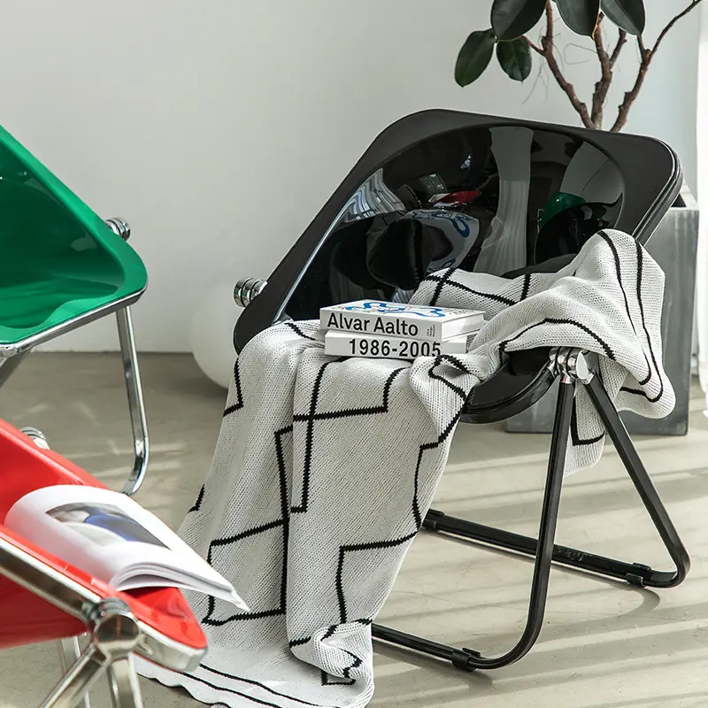 Customized  Nordic Simple Transparent Acrylic Backrest Folding Chair, Dining Room Living Room Home Chair