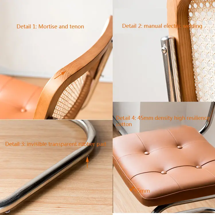 Customized French Medieval Design High Back Comfortable Restaurant Cafe Arch Metal Leg Solid Wood Cane Office Negotiation Chair
