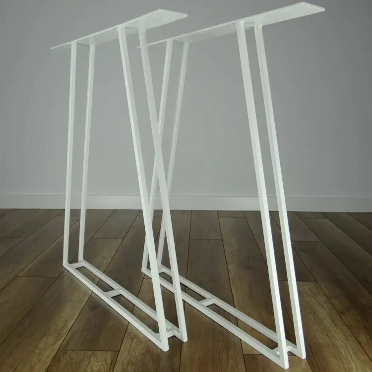Customized Office Coffee Dining Table Wrought Iron Trapezoid Metal Frame Table Legs