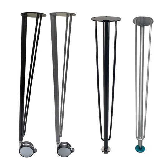Customized High Quality Iron Metal Hairpin Legs With Wheels Black White Lacquer Modern Minimalist Restaurant Office Coffee Bar Table Legs