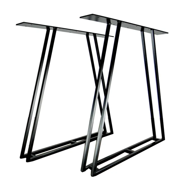 Customized Office Coffee Dining Table Wrought Iron Trapezoid Metal Frame Table Legs
