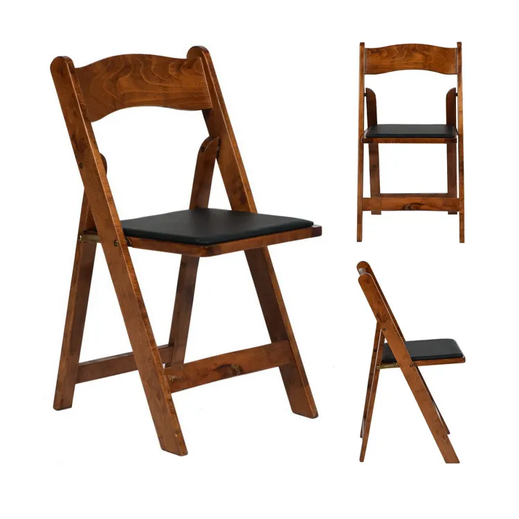 Customized  Foldable Chair Wedding Event Solid Wood Wimbledon Garden Chairs White Resin Wimbledon Folding Chair Outdoor