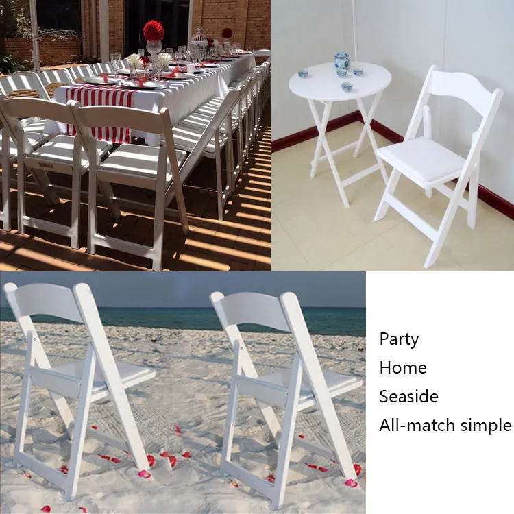 Customized  Foldable Chair Wedding Event Solid Wood Wimbledon Garden Chairs White Resin Wimbledon Folding Chair Outdoor