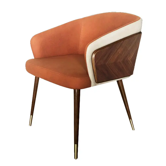 Customized   Italian Solid Wood Hotel Chair Nordic Restaurant Household Solid Wood Cowhide Back Chair