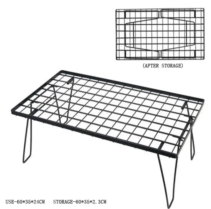 Customized Multi-purpose Tableware Drainer Outdoor Folding Grid Table Bamboo Board Camping Portable Barbecue Table