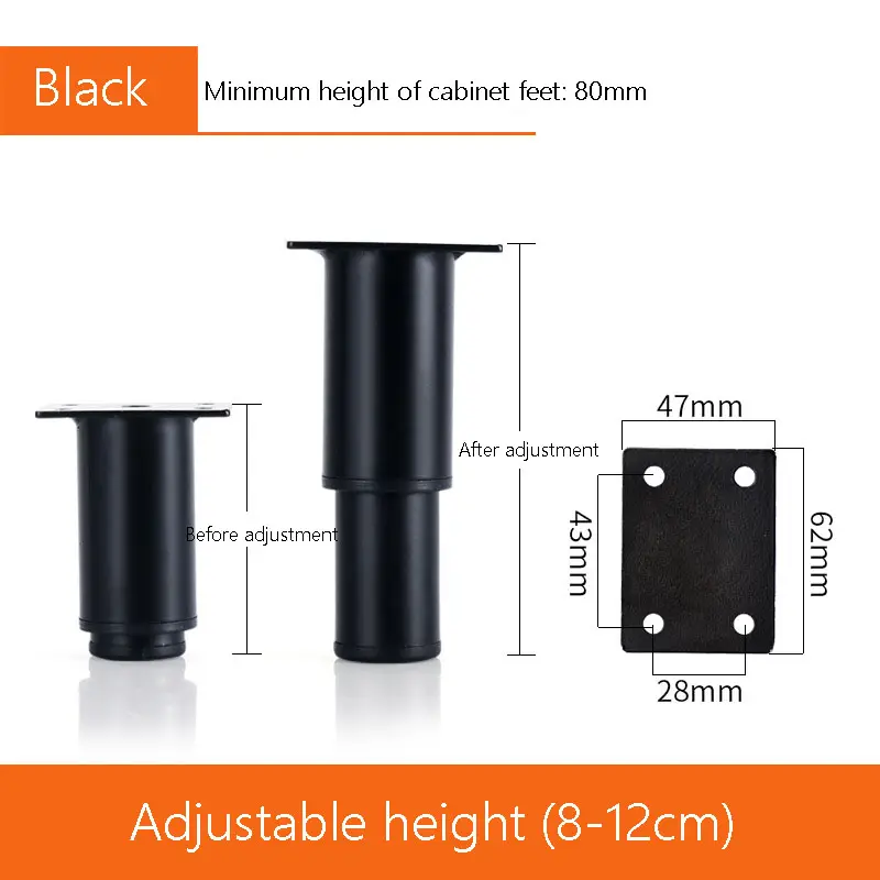 Customized Bathroom Cabinet Coffee Table TV Cabinet Feet Adjustable Aluminum Alloy Support Legs