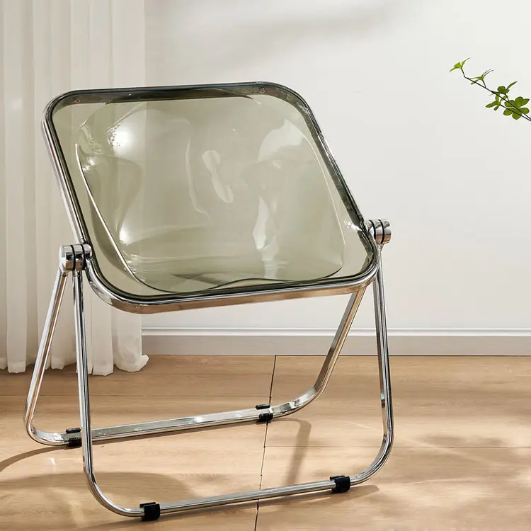 Customized  Nordic Simple Transparent Acrylic Backrest Folding Chair, Dining Room Living Room Home Chair