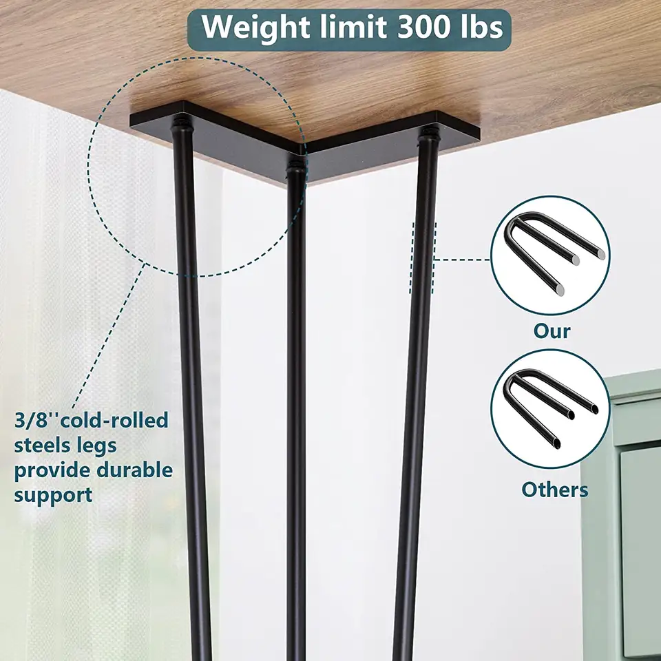 Customized 4 to 40 Inch 3 Pole Table Legs Wrought Iron Table Legs U-shaped Table Legs Desk Bracket