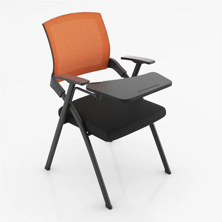 Customized  Multi Color Folding Student Office Chair With Armrests Mesh Fabric Conference Training Chair With Writing Board