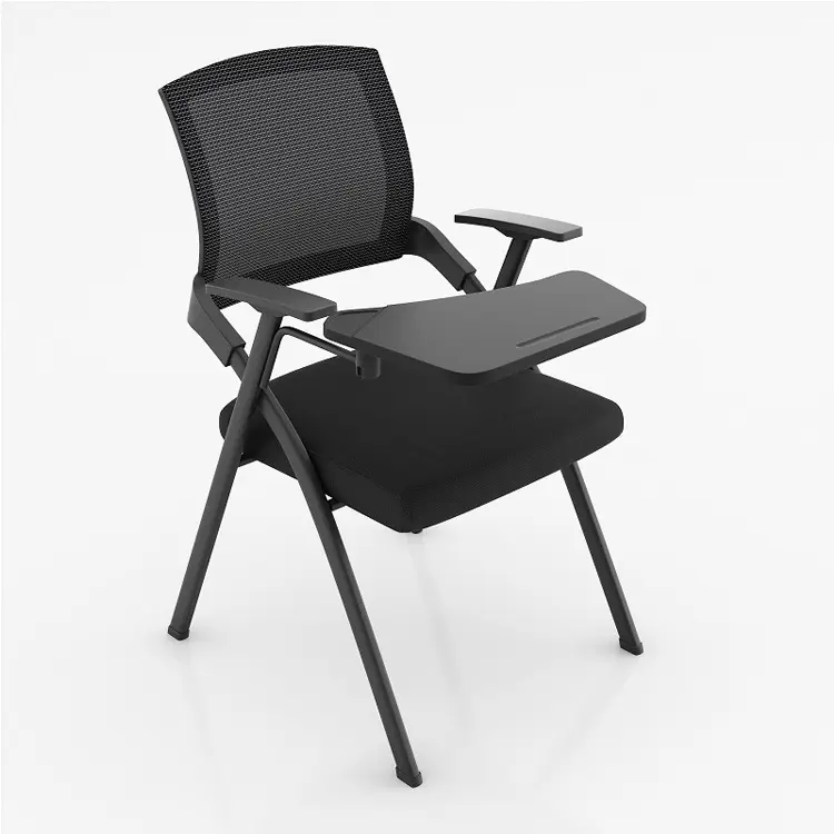 Customized  Multi Color Folding Student Office Chair With Armrests Mesh Fabric Conference Training Chair With Writing Board
