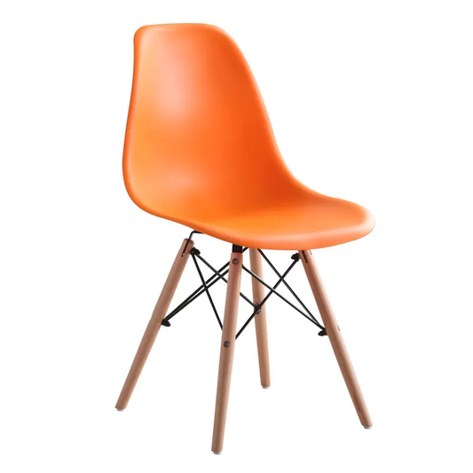 Customized Modern Dinning Chair Cadeira Dinner Kitchen EAM PP Plastic Seat Dining Chairs With Wooden Legs