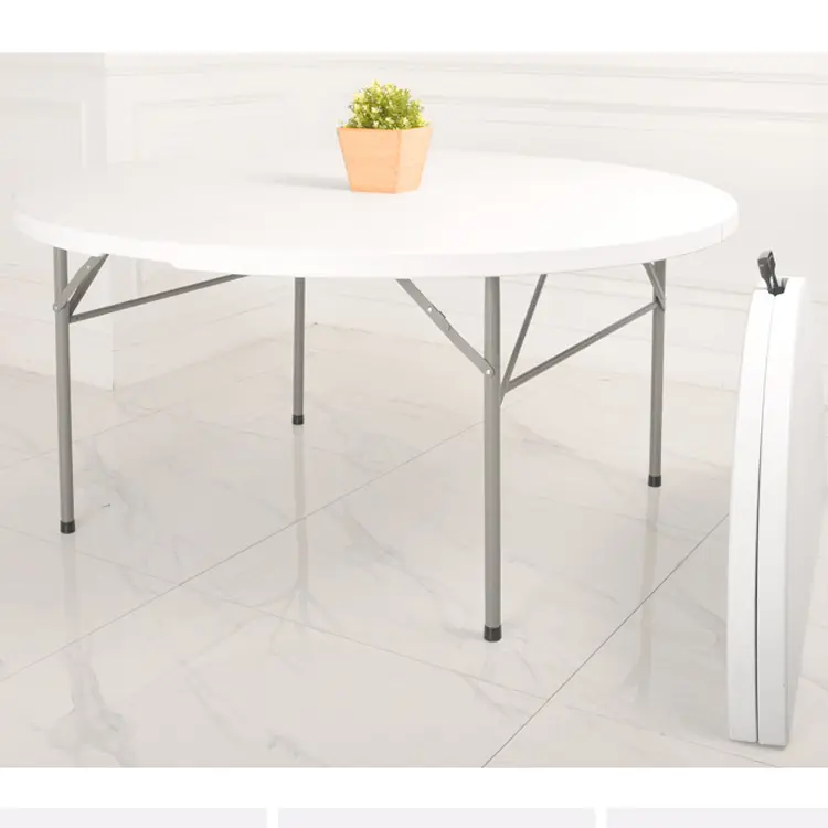 Customized 1.8m Round Table With 12 Chairs, Household Folding Plastic Outdoor Anti-aging Small Bar Table HDPE White Folding Table