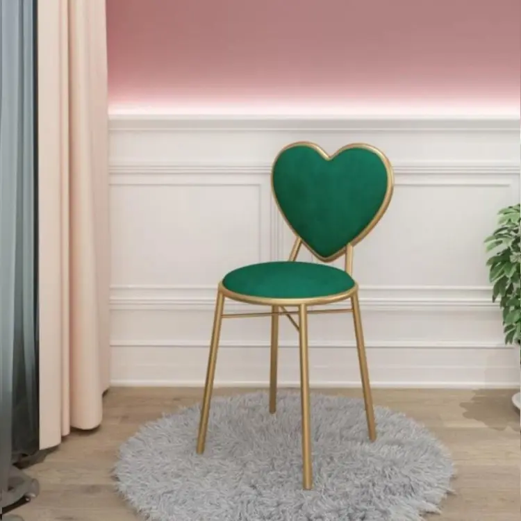Customized Modern Simple Iron Heart Shaped Armchair Nordic Style Bedroom Princess Girl Makeup Chair Luxury Dresser Stool