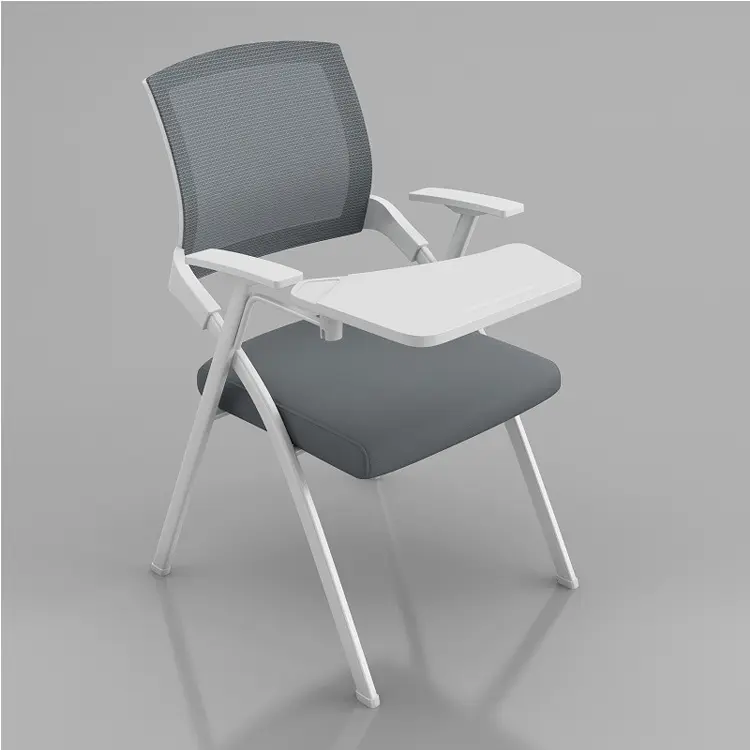 Customized  Multi Color Folding Student Office Chair With Armrests Mesh Fabric Conference Training Chair With Writing Board