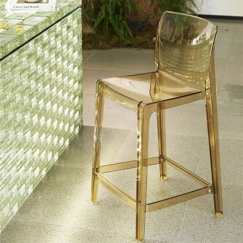 Customized  Nordic Style Home Stackable Simple Plastic Bar Front High Transparent Acrylic Chair