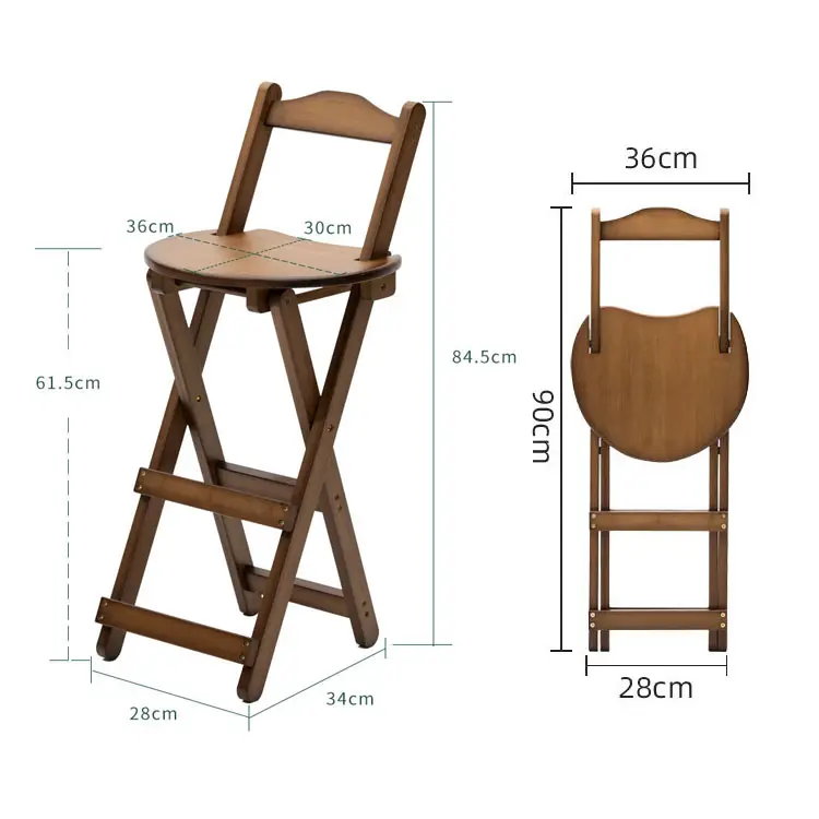 Customized Foldable Restaurant High Bamboo Bar Dining Stools Chair Garden Stool