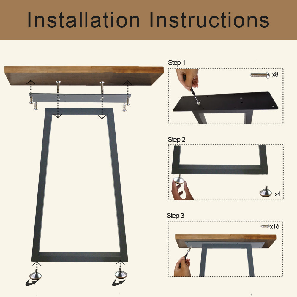 QLLY Trapezoid Metal Table Legs, Home Office Desk Legs, Furniture Leg Set, Set of 2